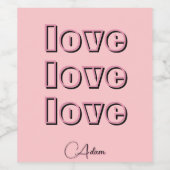 キャンディクールピンククリーン3 x愛 | パステルバラ ワインラベル (シングルラベル)