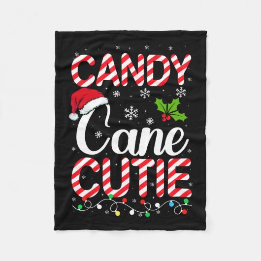 キャンディケインかわいこちゃんかわいいおもしろいクリスマスクリスマスキャンディL フリースブランケット (正面)