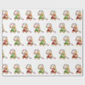 キャンディケインが飾られたジンジャーブレッドクッキー ラッピングペーパー (フラット)