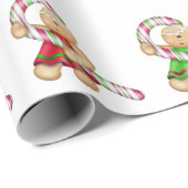 キャンディケインが飾られたジンジャーブレッドクッキー ラッピングペーパー (ロールコーナー)