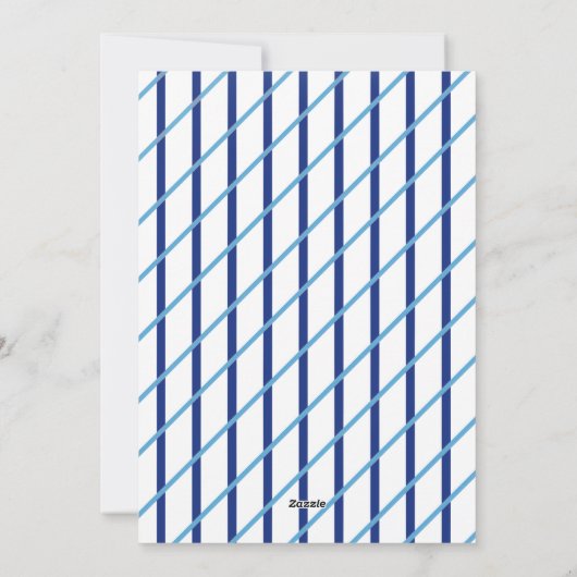 キャンディケインとブルーのストライプ | クリスマスの家族写真 シーズンカード (裏面)