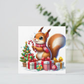 キャンディケインとプレゼントを持つリス シーズンカード (スタンド正面)