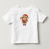 キャンディケインの小さなサンタガール トドラーTシャツ (正面)