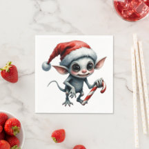 キャンディケインの杖を持つウィスキカルなクリスマスエルフ。