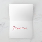 キャンディケインの赤と白のストライプがピンクの水彩画に  サンキューカード (内部)