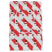 キャンディケインストライプの雪だるま ミディアムペーパーバッグ (正面)