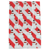 キャンディケインストライプの雪だるま ミディアムペーパーバッグ (裏面)