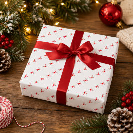 キャンディケインパターンのクリスマス包装紙 ラッピングペーパー