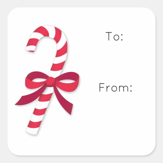 キャンディケインフェスティバルホリデーギフトラップステッカー スクエアシール (正面)