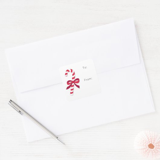キャンディケインフェスティバルホリデーギフトラップステッカー スクエアシール (封筒)