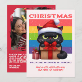 キャンディケインポップの面白い猫のレトロクリスマス写真 シーズンカード