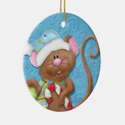 キャンディケインマウスホリデーオーナメント セラミックオーナメント (右)