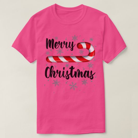 キャンディケインメリークリスマスキャンディ赤と白スススノー Tシャツ (デザイン正面)
