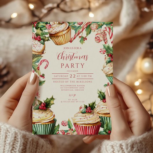 キャンディケイン カップケーキ クリスマス 招待状
