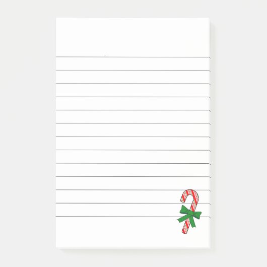 キャンディケイン グリーンリボン クリスマス罫線 ポストイット (正面)