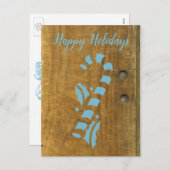 キャンディケイン ブルー クリスマス ホリデー グリーティング (正面/裏面)