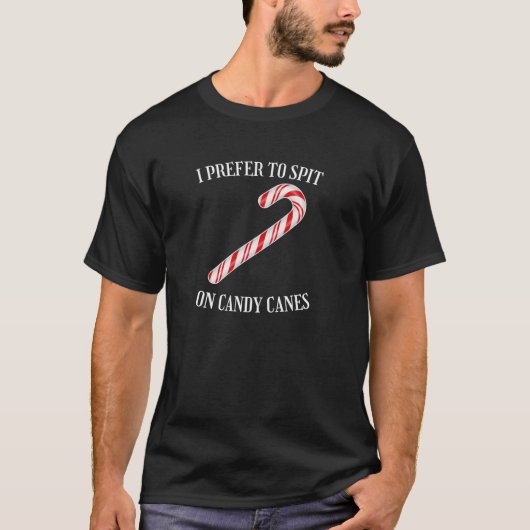 キャンディケーンに唾吐く派 悪戯クリスマス 大人Tシャツ Tシャツ (正面)