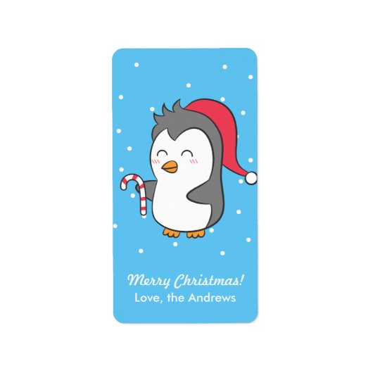 キャンディケーンのクリスマスグリーティングペンギン ラベル (正面)