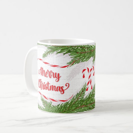 キャンディケーンのクリスマスデザイン コーヒーマグカップ (正面左)