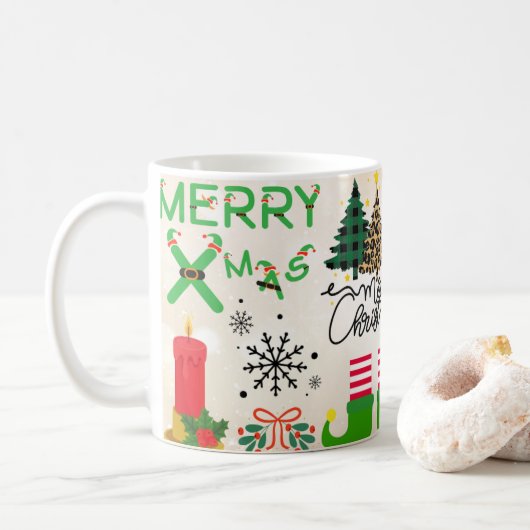 キャンディケーンギフトのクリスマス コーヒーマグカップ (ドーナツ)