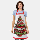 キャンディケーン クリスマスツリー エプロン (着用した状態)