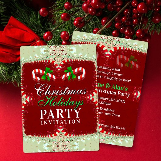 キャンディケーン クリスマス ホリデーパーティー 招待状