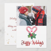 キャンディケーン+ホーリーベリー+写真+メリークリスマス (正面/裏面)