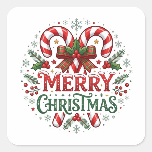 キャンディケーン メリークリスマス スクエアシール (正面)