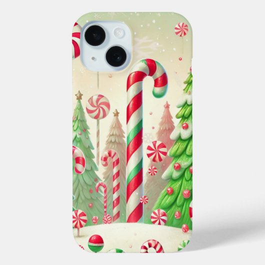 キャンディケーン 冬 ペパーミント 森林 クリスマス Case-Mate iPhoneケース (裏面)