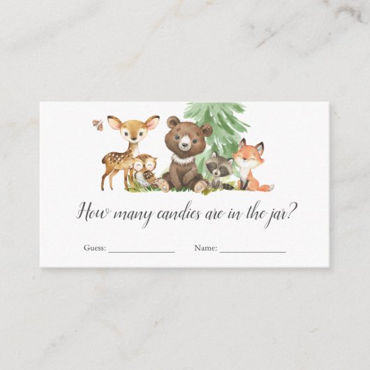 キャンディゲーム動物の森の赤ちゃんシャワー エンクロージャーカード (正面)