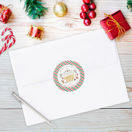 キャンディコーティングされたシュガープラムのクリスマスパーティー招待状 ラウンドシール