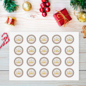 キャンディコーティングされたシュガープラムのクリスマスパーティー招待状 ラウンドシール