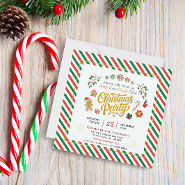 キャンディコーティングのシュガープラム クリスマスパーティー招待状 招待状