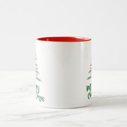キャンディコーヒーメリークリスマスツリーの装飾マグカップ ツートーンマグカップ (中央)