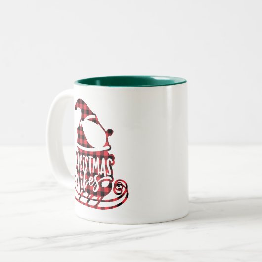 キャンディコーヒーメリークリスマスプレイドサンタソリ ツートーンマグカップ (正面左)