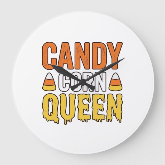 キャンディコーンの女王 ビンテージ ハロウィンTシャツ デザイン ラージ壁時計 (正面)
