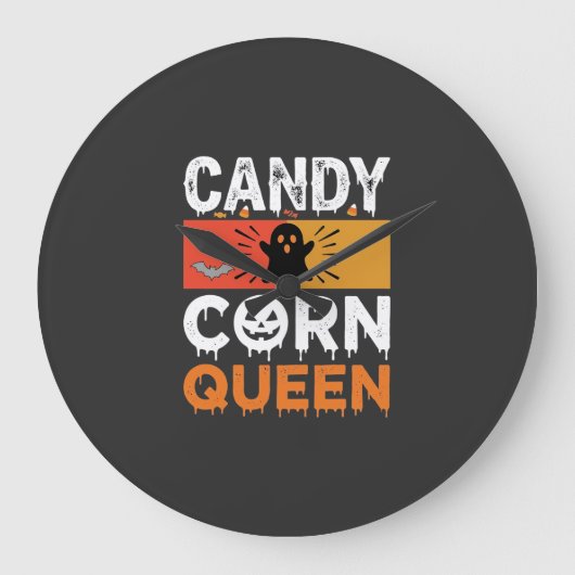 キャンディコーンクイーン ハロウィンSVGデザイン ラージ壁時計 (正面)