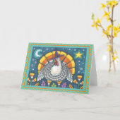 キャンディコーンターキー「ハッピー感謝祭」フォークアート カード (黄色い花)