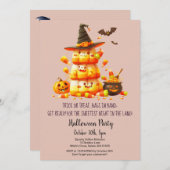 キャンディコーントリックオートリートカボンプキンスハローウィンパーティ 招待状 (正面/裏面)
