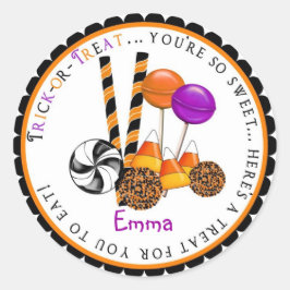 キャンディコーン棒つきキャンデーハロウィーントリートステッカー ラウンドシール