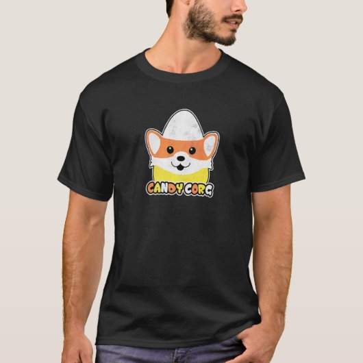 キャンディコーン コーギー ハロウィン 犬 キャンディ コーギー Tシャツ (正面)