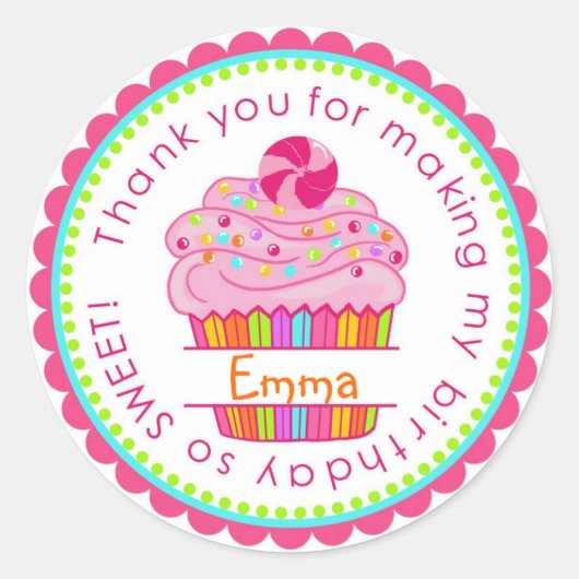 キャンディサプライズカップケーキステッカー ラウンドシール (正面)