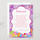 キャンディサンキューカードパープルピンク サンキューカード (正面/裏面)