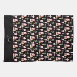 キャンディサンタクリスマスイラストレーション キッチンタオル