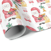 キャンディサンタクリスマスパターン水彩 ラッピングペーパー (ロールコーナー)