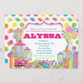 キャンディショップとスイートショップパーティの招待状 招待状 (正面/裏面)