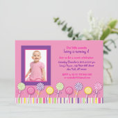 キャンディショップ棒つきキャンデー誕生日招待状 招待状 (スタンド正面)