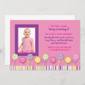 キャンディショップ棒つきキャンデー誕生日招待状 招待状 (正面/裏面)