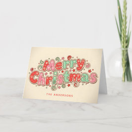 キャンディショップ風レトロなクリスマスの文字 メリークリスマス シーズンカード