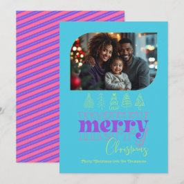 キャンディショップ ツリー ドゥードル モダン レトロ ホリデー フォト シーズンカード